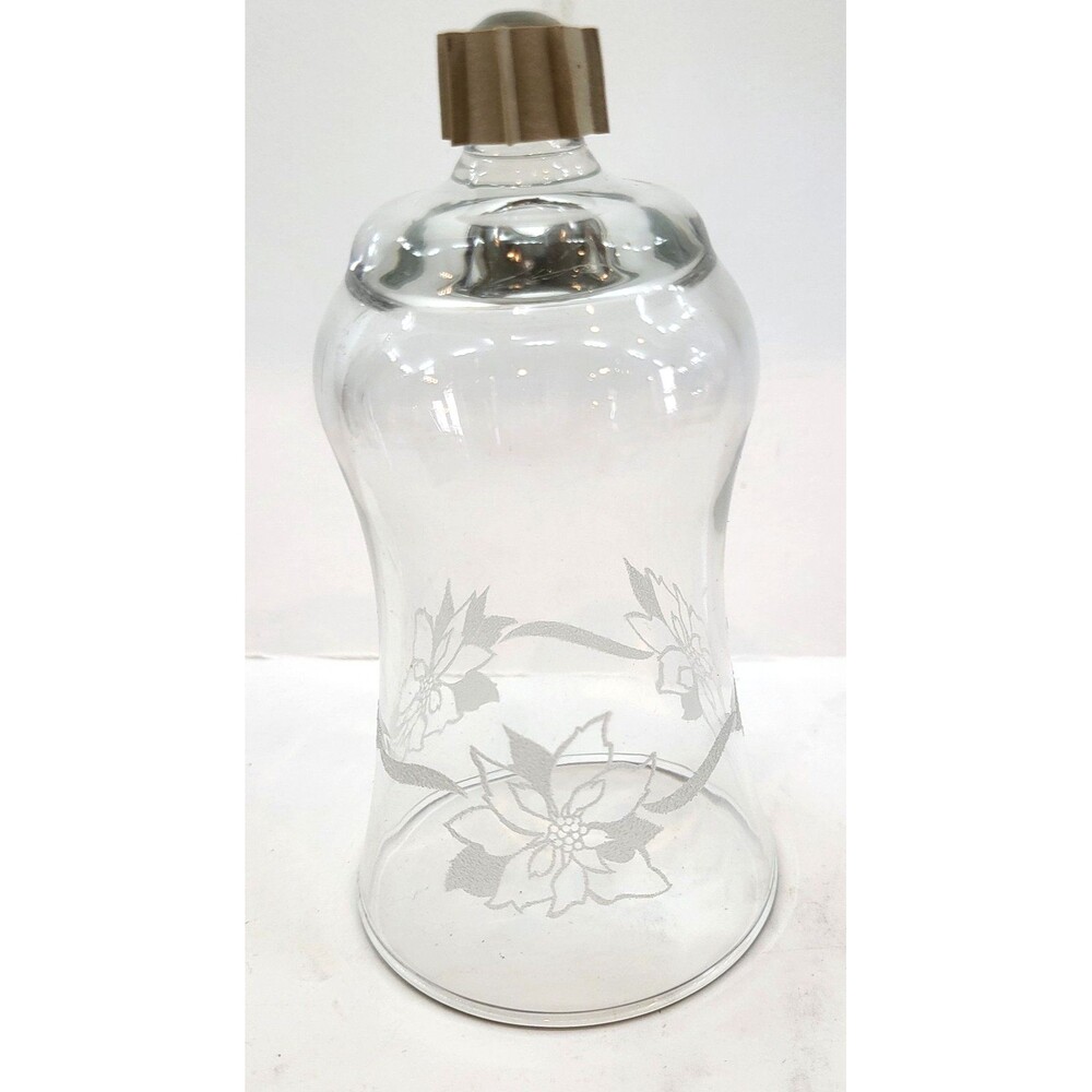 Vintage Etched Poinsettia Clear Glass Peg Votive Candle Holder